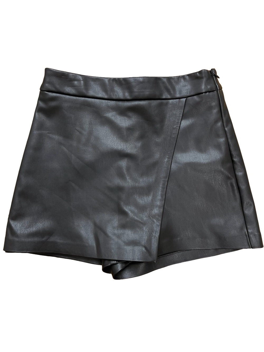 Dynamite Black Faux Leather Wrap Skort 0